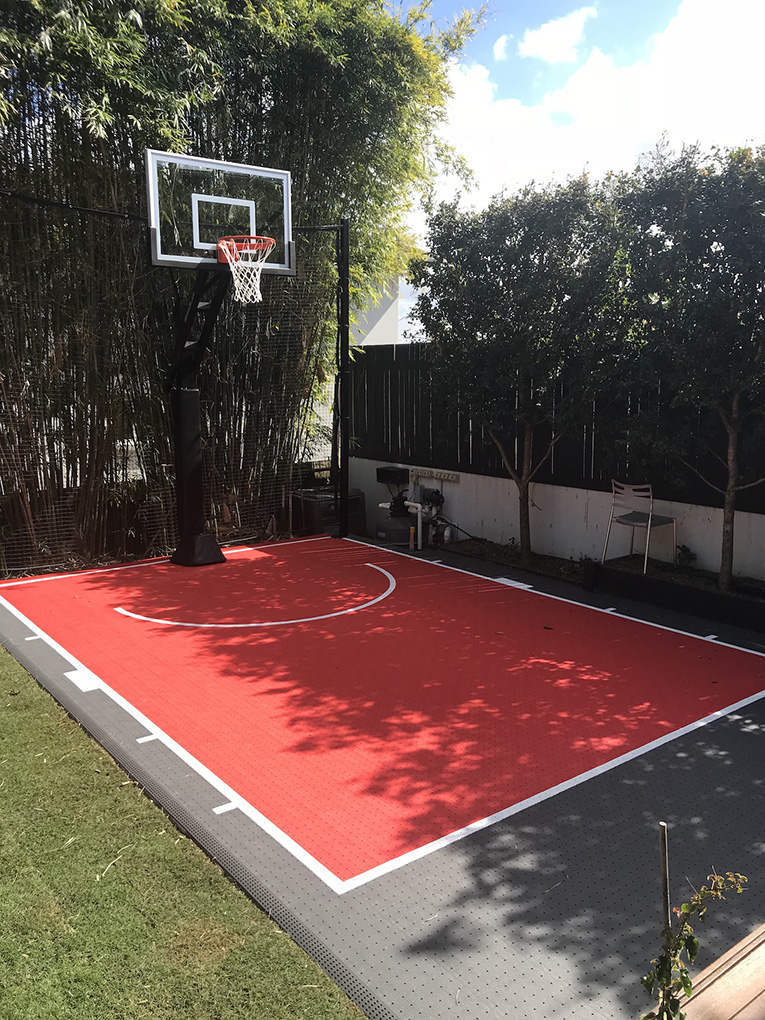 backyard basketball court at Red Hill