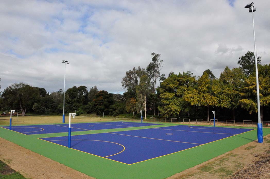blue and green netball court